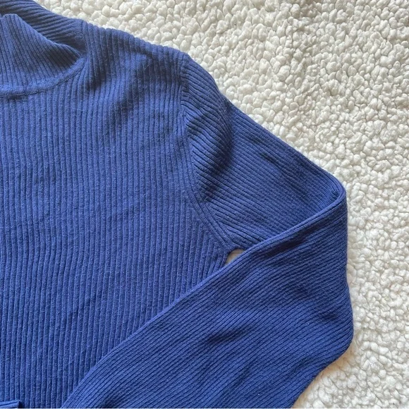 Dynamite Blue Ribbed  Turtleneck Sweater - Picture 3 of 5
